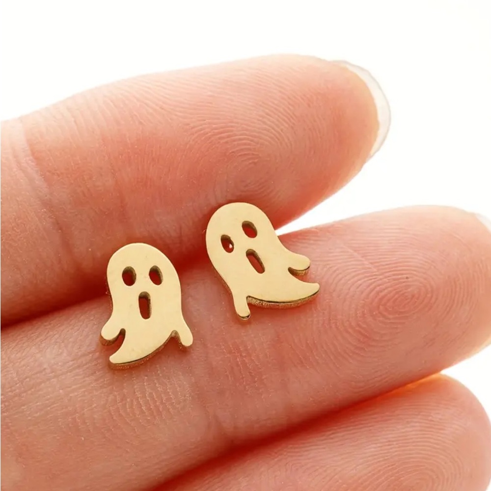 Gold Stainless Steel Ghost Earrings